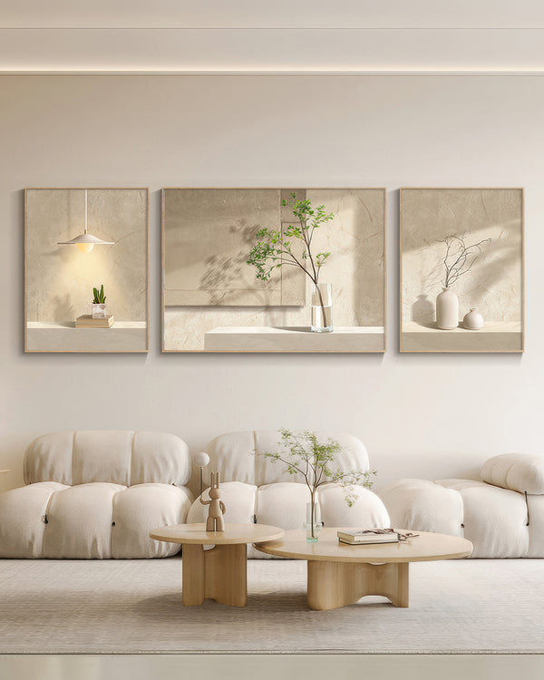 Scandinavian Serenity Green Plant Triptych