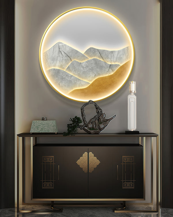 Modern Luxe Mountain Refuge Silhouette Circle Decor