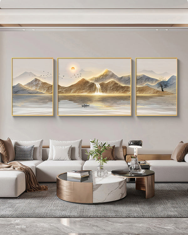 Modern Luxe Mountain Dawn Triptych